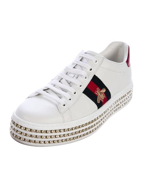 gucci ace sneakers with crystals - white|Gucci jeweled sneakers price.